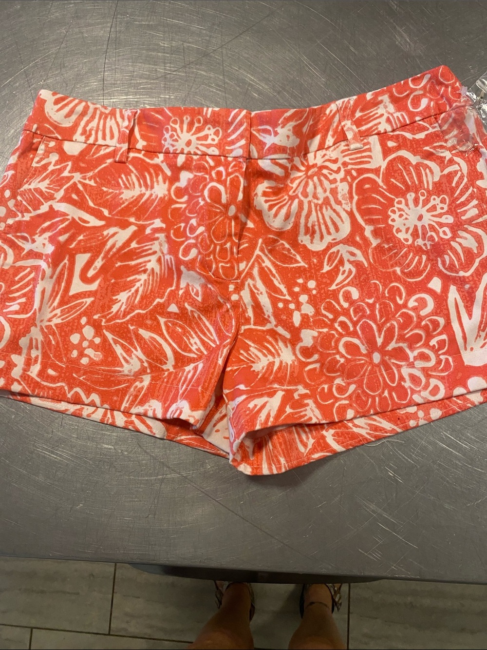 Artisan Ny Coral and White Floral High-Waist Shorts
